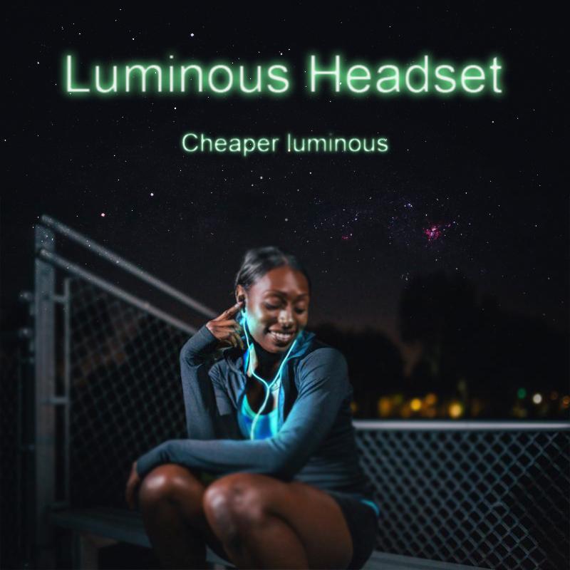 LED Glow In The Dark Earphones w/Zipper Earphones
