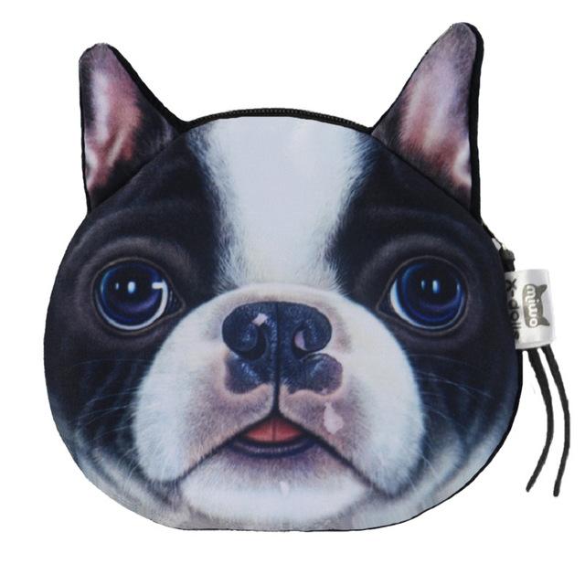 Cute Cat Face Printing Zipper Coin Purses Women Cartoon Coin Wallets Ladies Makeup Storage Bag
