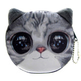 Cute Cat Face Printing Zipper Coin Purses Women Cartoon Coin Wallets Ladies Makeup Storage Bag